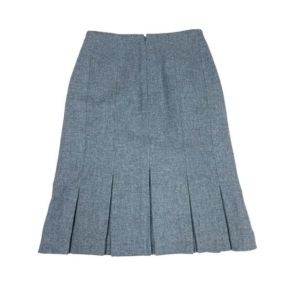 Talbots Career Skirt‎ Blue Pleated Panel Back Zip 100% Wool Modest Women's 10 - Picture 11 of 11